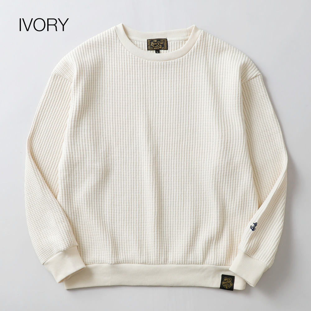 BLUE PORT ヘビーウェイトワッフル トレーナー メンズ 長袖 ワッフル