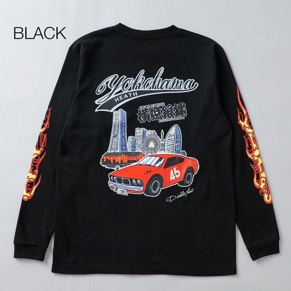 横浜、カズ長袖 横浜銀蝿 ロンT メンズ 長袖 カットソー コラボtシャツ バックプリント