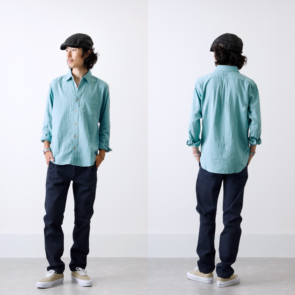 BLUE PORT ダブルガーゼ シャツ メンズ 長袖 M~2XL 日本製 アメカジ 綿