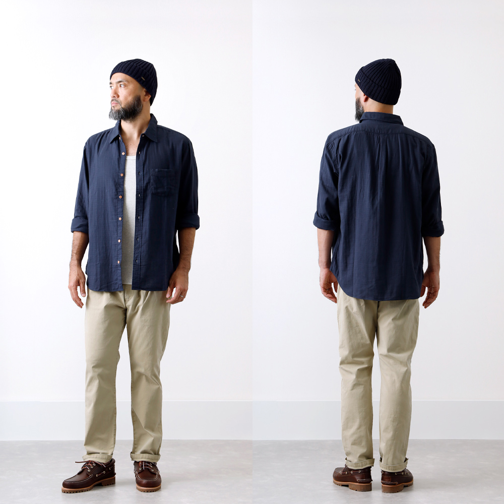 BLUE PORT ダブルガーゼ シャツ メンズ 長袖 M~2XL 日本製 アメカジ 綿