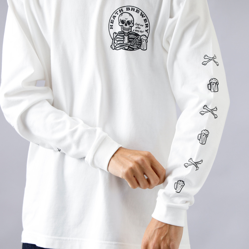 ロンT メンズ カットソー アメカジ 長袖 バックプリント 袖プリント