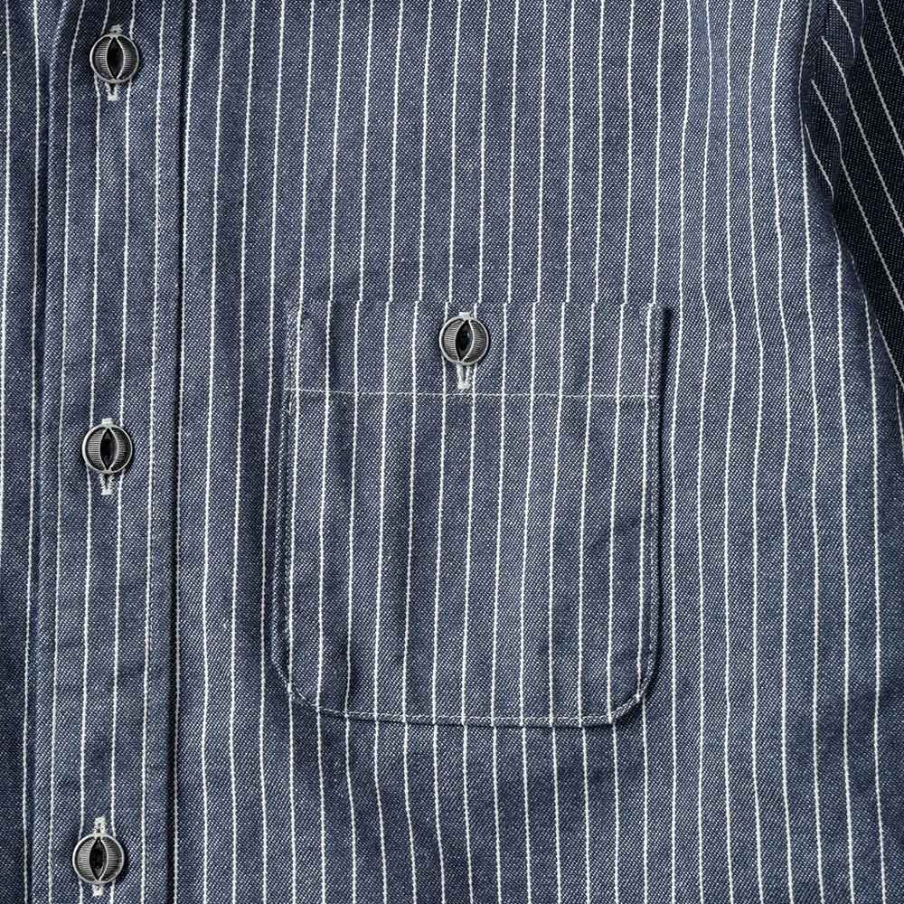 BLUE PORT ヒッコリー 半袖ワークシャツ メンズ ストライプシャツ 日本