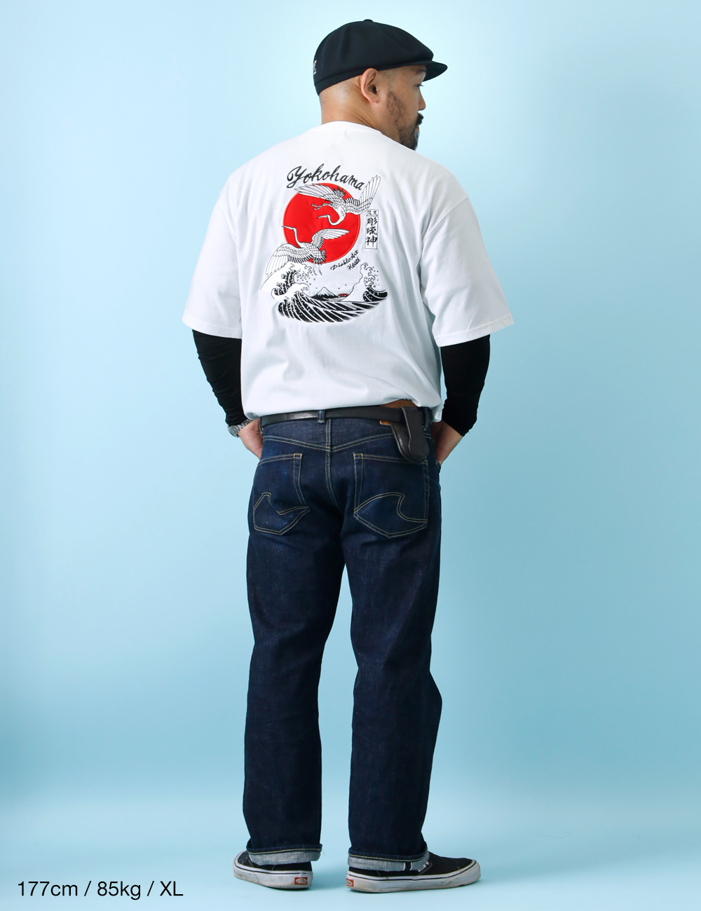 Tシャツ メンズ 刺繍 鶴 和柄 厚手 HEATH×Diablo Art M-XL : HEATH