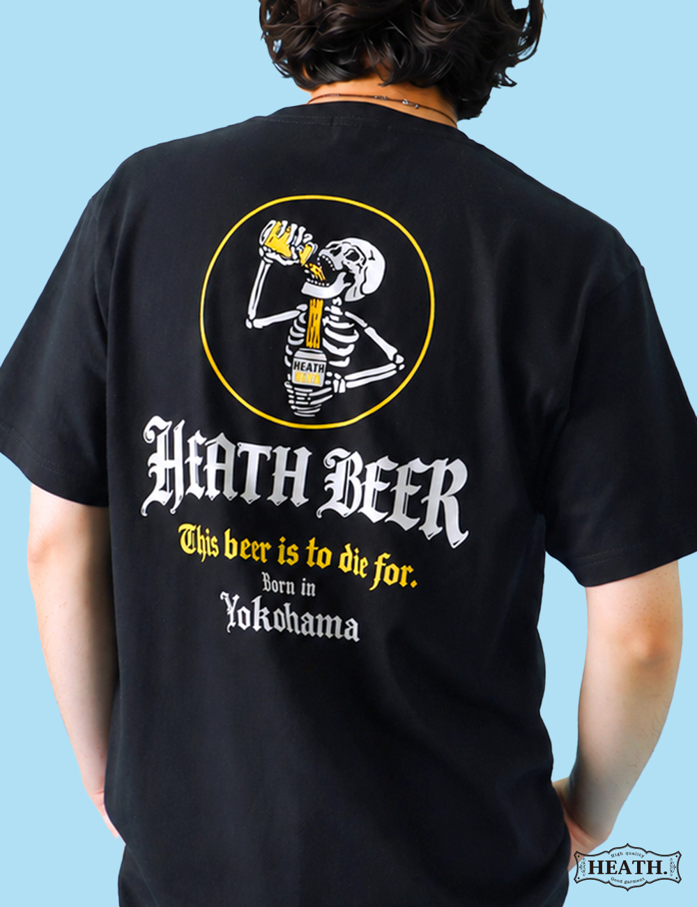 Tシャツ メンズ 半袖 7.4oz バックプリント スカル BEER 丸胴 アメカジ