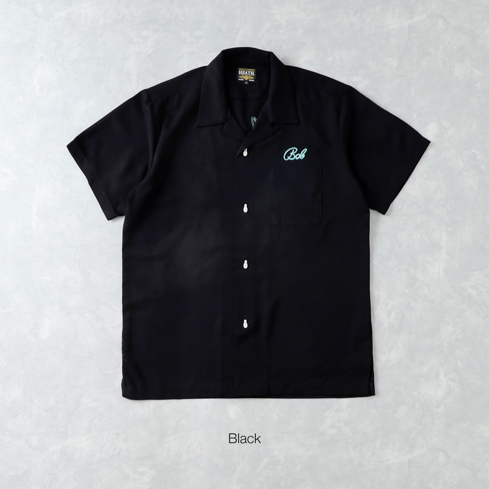 ボーリングシャツ メンズ 半袖シャツ 開襟シャツ オープンカラー 刺繍