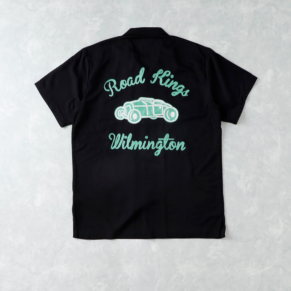 ボーリングシャツ メンズ 半袖シャツ 開襟シャツ オープンカラー 刺繍