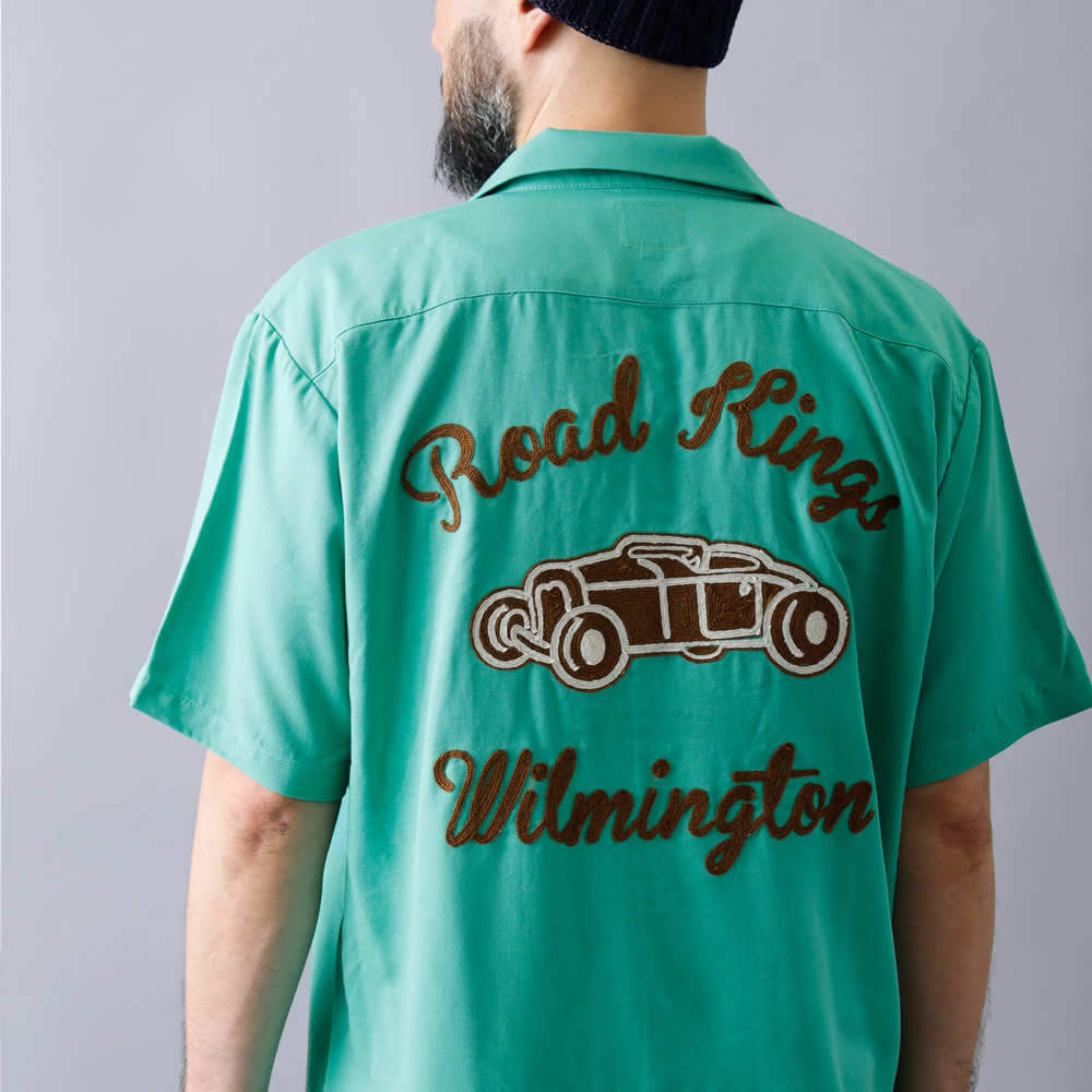 ボーリングシャツ メンズ 半袖シャツ 開襟シャツ オープンカラー 刺繍