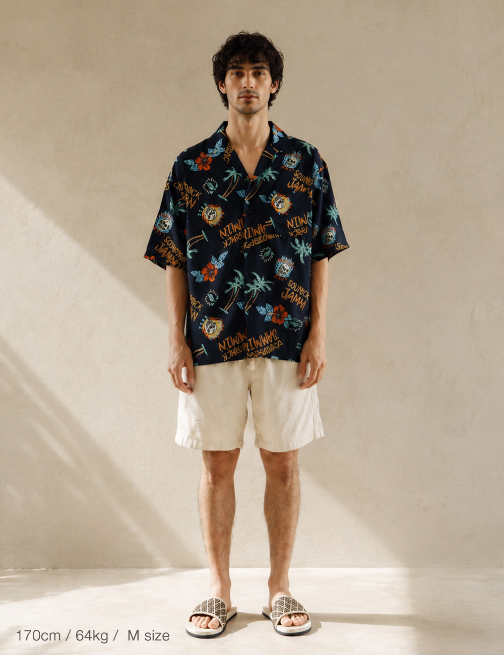 BLUE PORT 総柄シャツ メンズ 半袖 オープンカラー 涼しい 接触冷感 