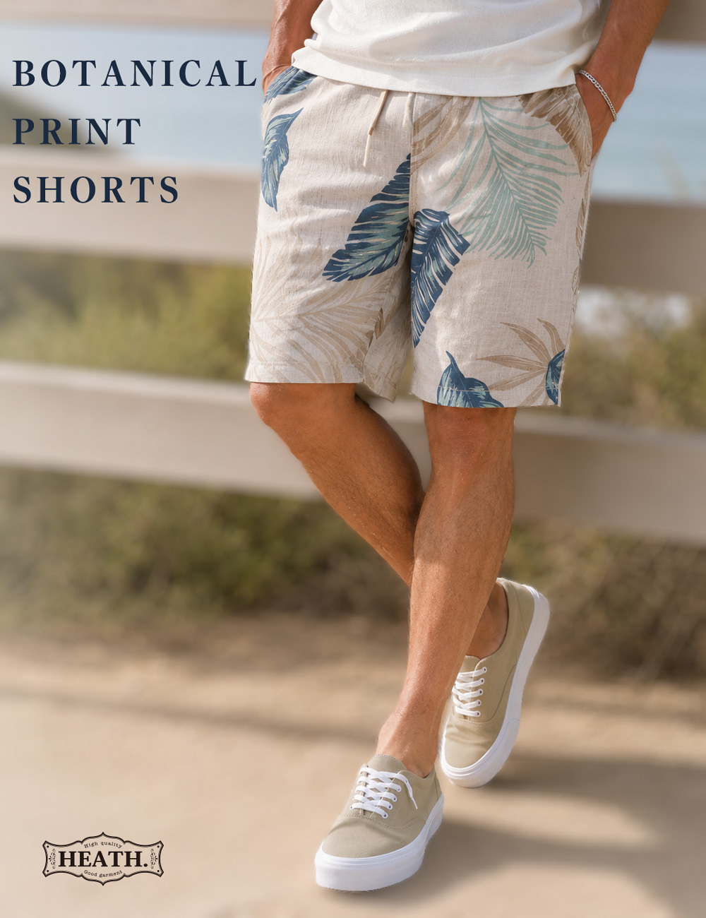 BLUE PORT ショートパンツ メンズ 夏 総柄 ボタニカル レーヨン