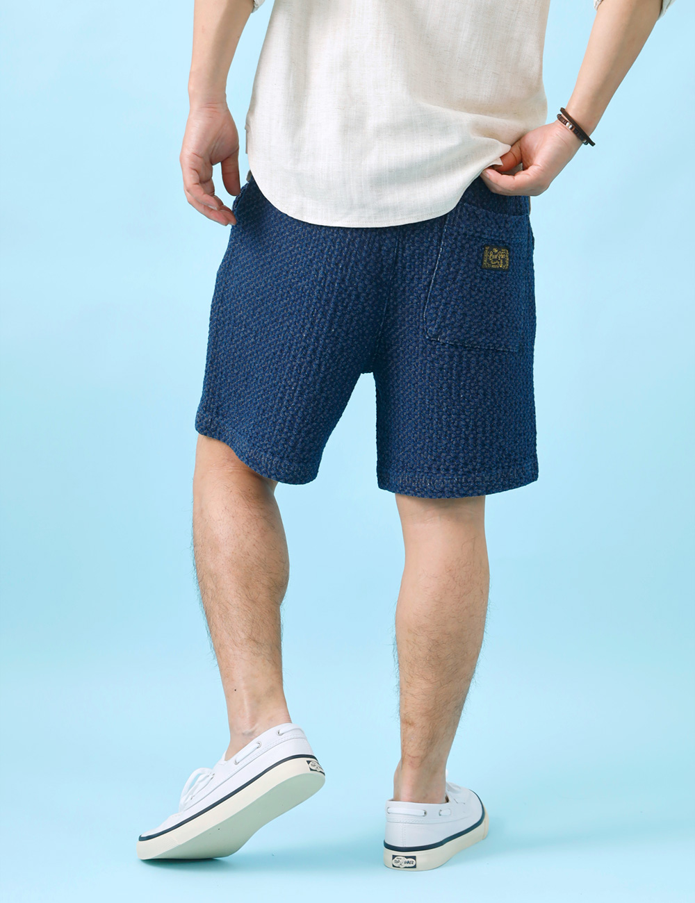 ショートパンツ メンズ インディゴデニム ウエストゴム 夏 HEATH M-XL