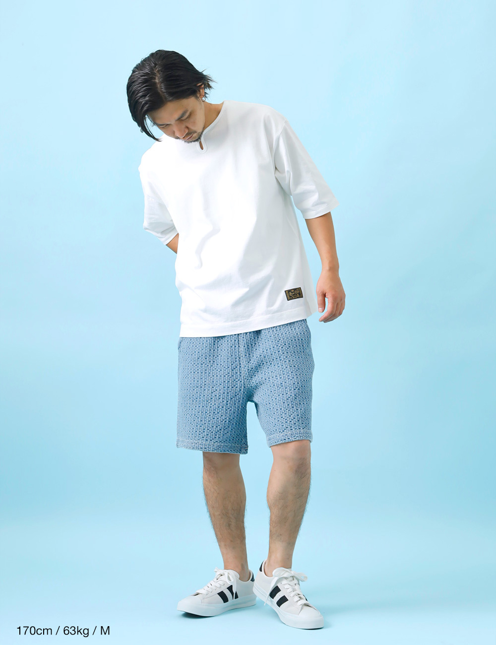 ショートパンツ メンズ インディゴデニム ウエストゴム 夏 HEATH M-XL