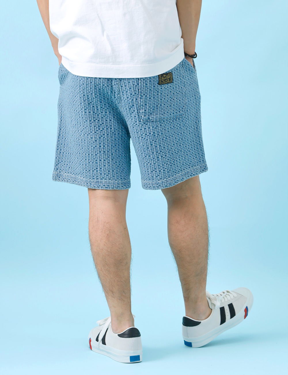 ショートパンツ メンズ インディゴデニム ウエストゴム 夏 HEATH M-XL