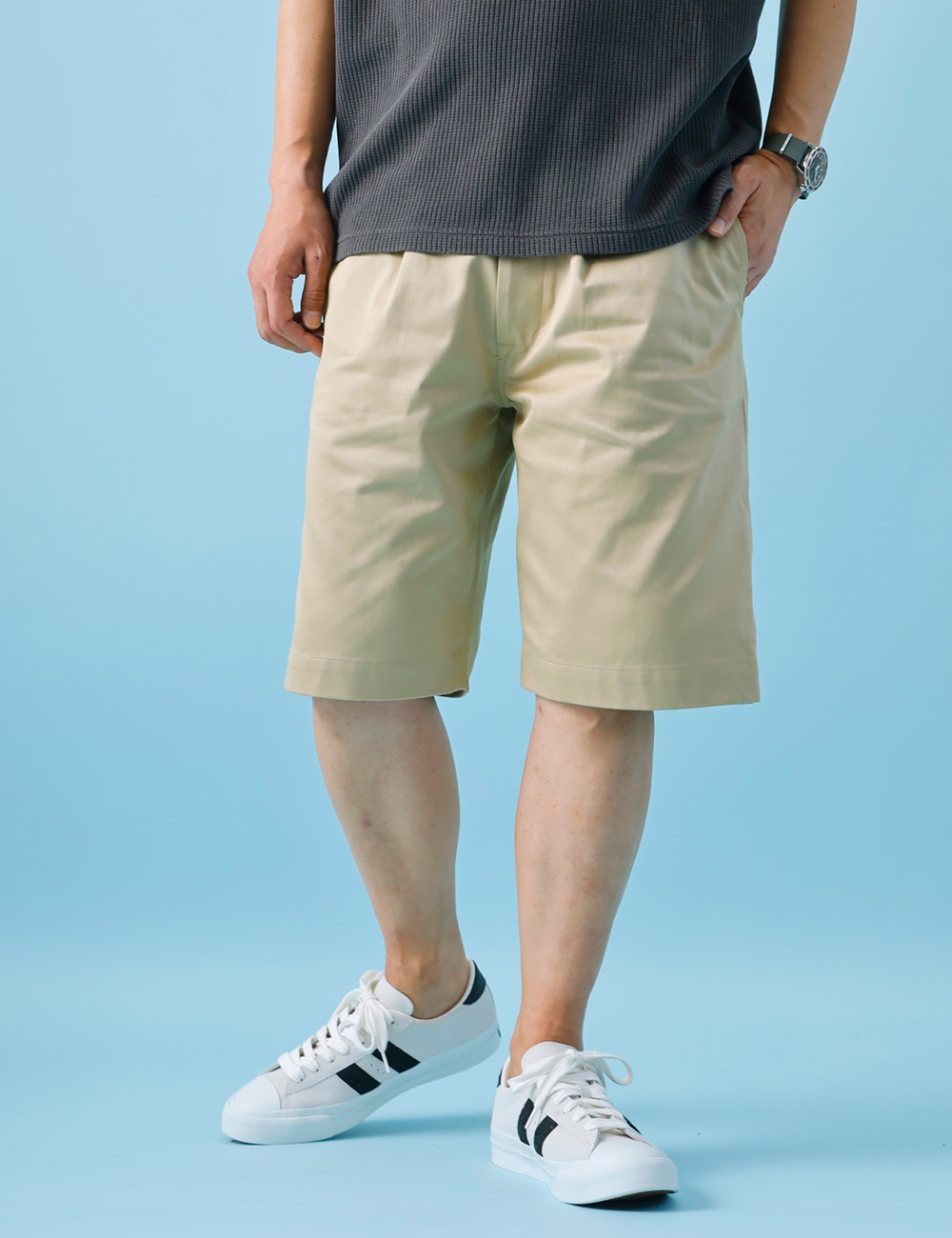 ショートパンツ メンズ チノ プリーツ ウエポンクロス 日本製 HEATH S