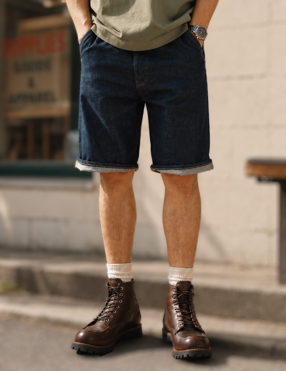 デニム ショートパンツ メンズ 児島セルビッチ 11.5oz 赤耳 日本製