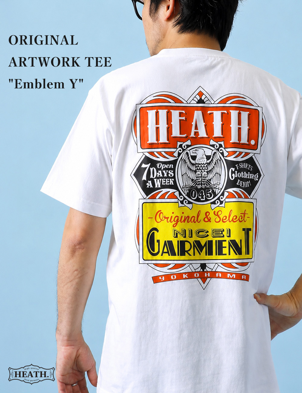 Tシャツ メンズ 半袖 厚手 バックプリント アメカジ HEATH S-2XL
