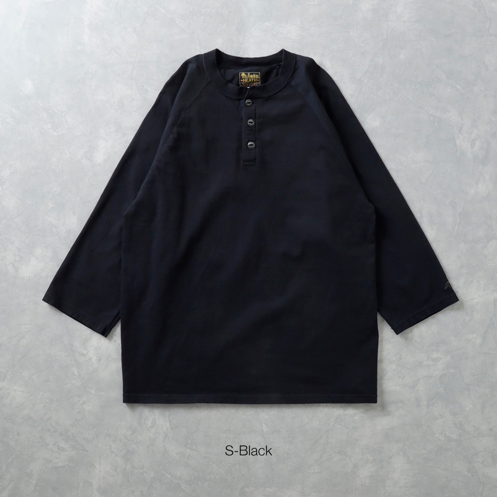 【試着　日本製】HOOPER WORKS 　長袖ヘンリーネックT 40 黒 8分袖Tシャツ メンズ Tシャツ カットソー 長袖 ブランド ラグラン