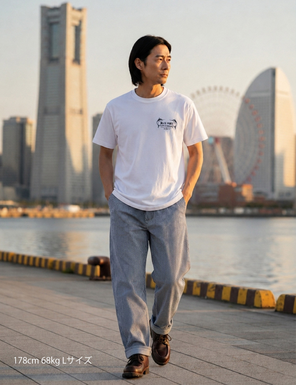 BLUE PORT Tシャツ メンズ 半袖 7.4oz バックプリント カジキ