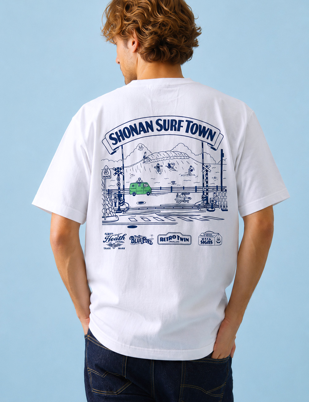BLUE PORT Tシャツ メンズ 半袖 厚手 ハーレー アメカジ HEATH × RETRO