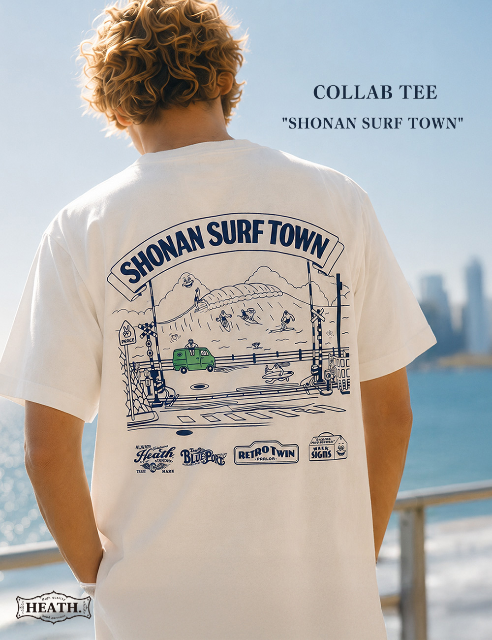BLUE PORT Tシャツ メンズ 半袖 厚手 ハーレー アメカジ HEATH × RETRO