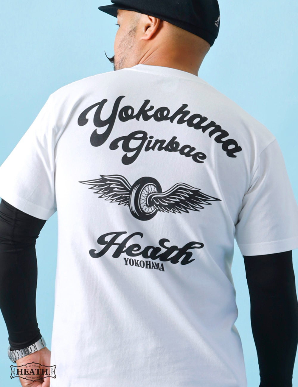 Tシャツ メンズ 半袖 厚手 バックプリント アメカジ 横浜銀蝿 HEATH S