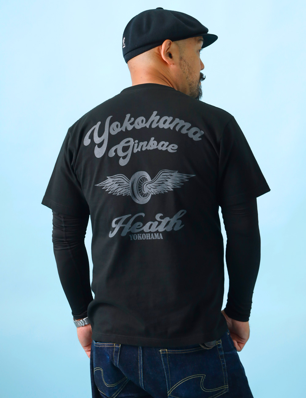 Tシャツ メンズ 半袖 厚手 バックプリント アメカジ 横浜銀蝿 HEATH S