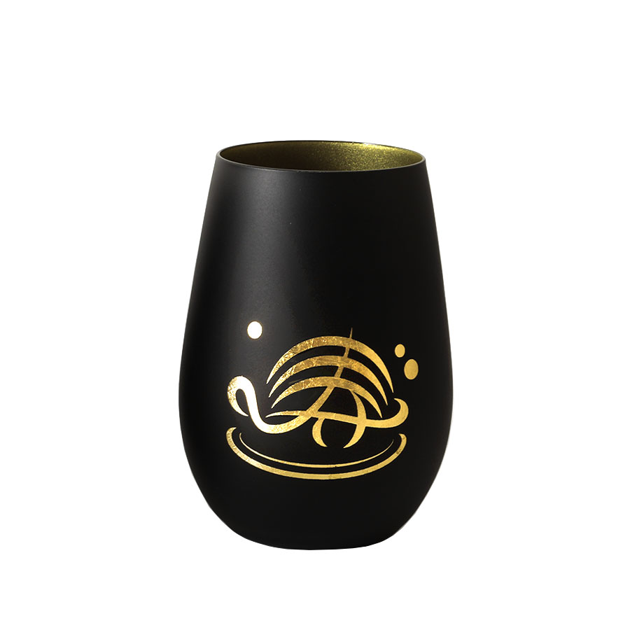 山田平安堂 シュバルツタンブラー（ふくらグラス）鶴寿／亀寿