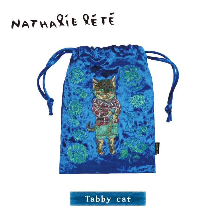 Nathalie Lete（ナタリーレテ） ベロア巾着ポーチ 全6種｜猫 招き猫