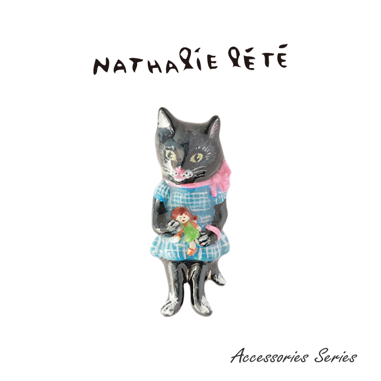 Nathalie Lete（ナタリーレテ） ブローチ 全10種 ポーチ付き 猫 黒ねこ
