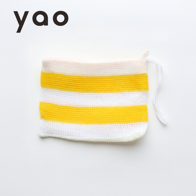 ポーチ 小物入れ yao ネットポーチL ストライプ 全6色 ボーダー手編み