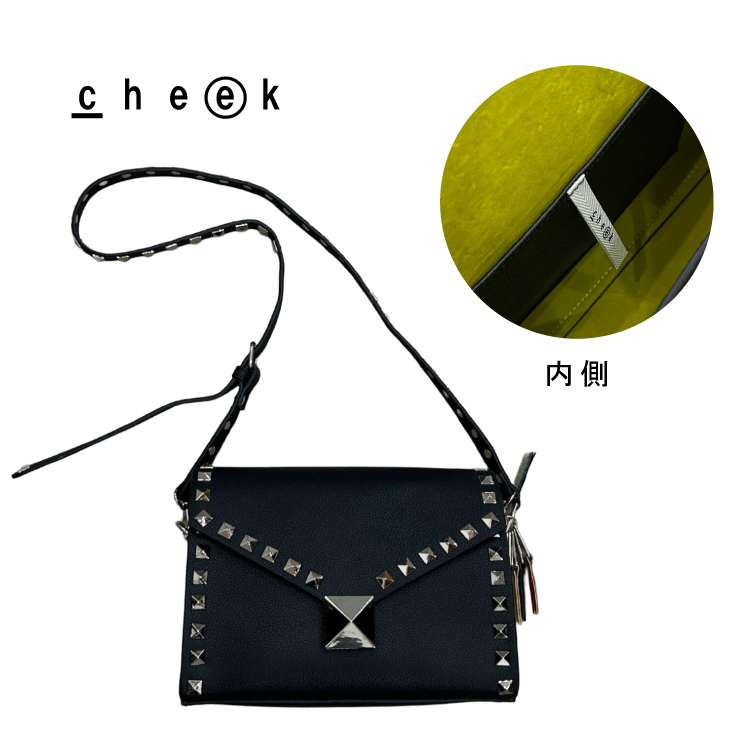ショルダーバッグ studs shoulder 全5色 スタッズ シンプル かっこいい 個性的 インパクト 内ポケット チャーム 斜め掛け 肩掛け 長さ調節