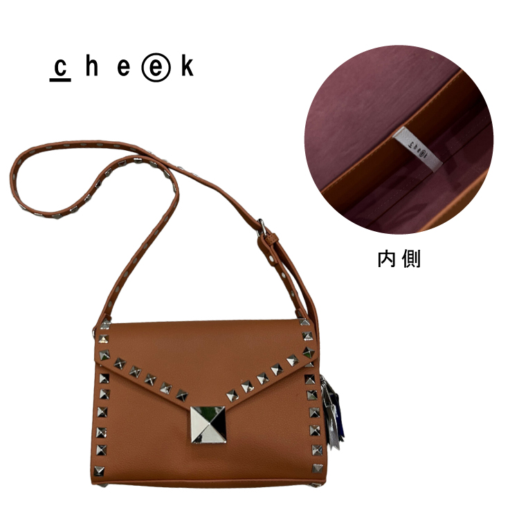 ショルダーバッグ studs shoulder 全5色 スタッズ シンプル かっこいい 個性的 インパクト 内ポケット チャーム 斜め掛け 肩掛け 長さ調節