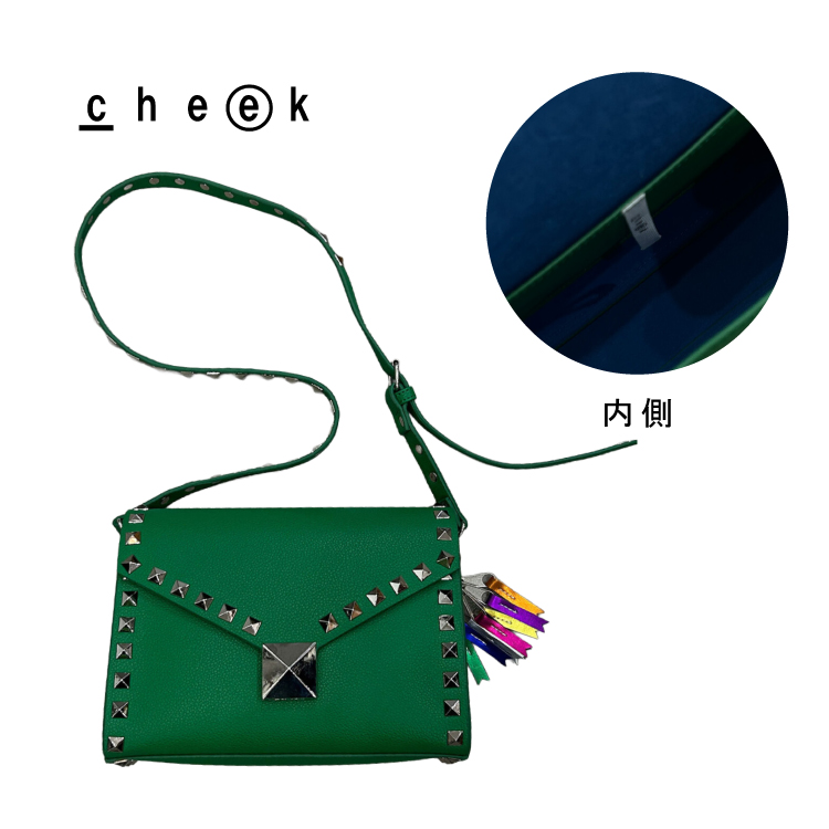 ショルダーバッグ studs shoulder 全5色 スタッズ シンプル かっこいい 個性的 インパクト 内ポケット チャーム 斜め掛け 肩掛け 長さ調節