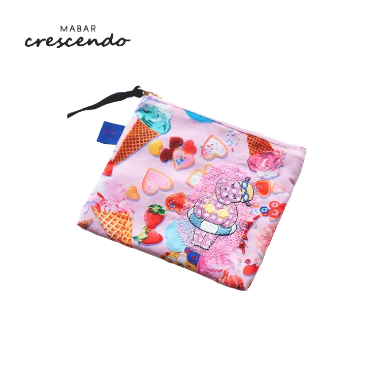 フラットポーチ AMICA ポーチ Sサイズ 全3種 刺繍 ステッチ マチ無し