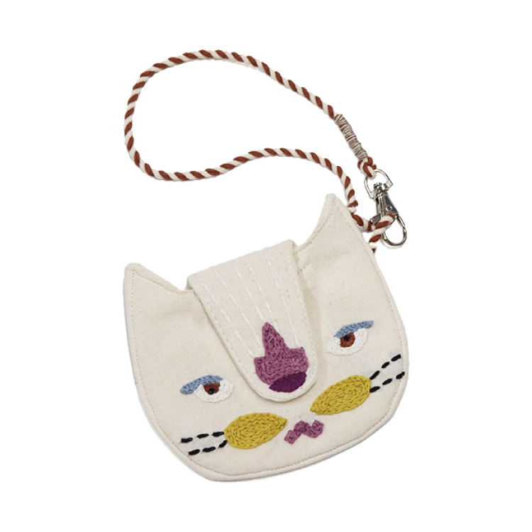 カード入れ ネコ刺繍 カードケース 全2種 猫 薄型 刺繍 ICカード
