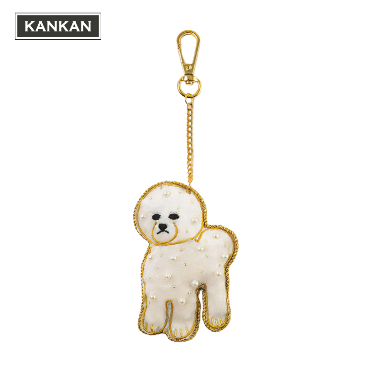 バッグチャーム 刺繍 ザリ刺繍 キーホルダー dog 全8種 インド 伝統