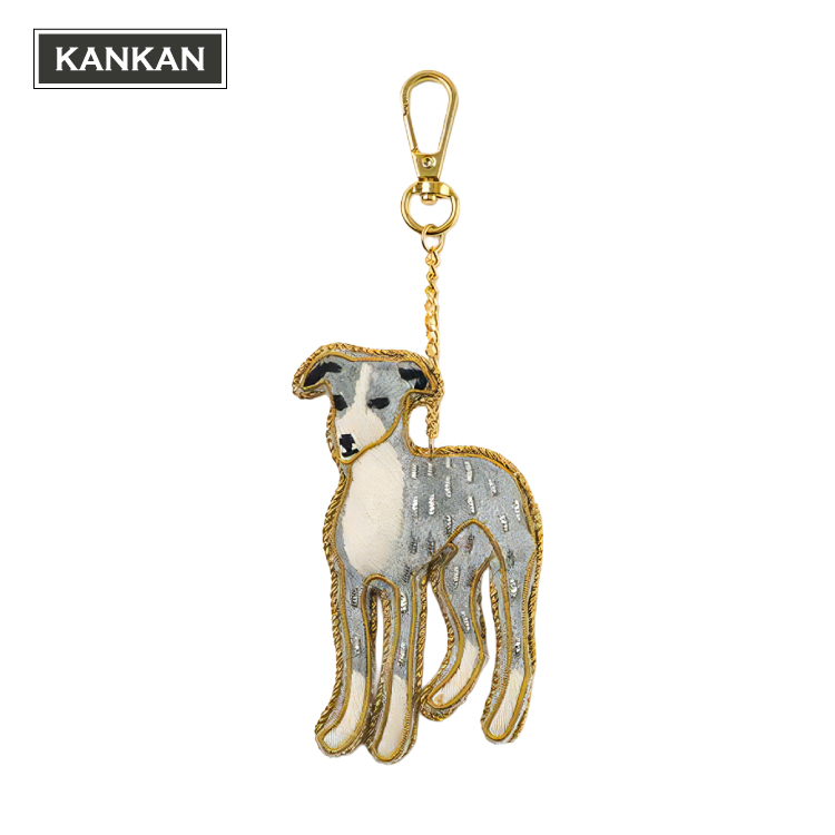 爆買 バッグチャーム 刺繍 ザリ刺繍 キーホルダー dog 全8種 インド