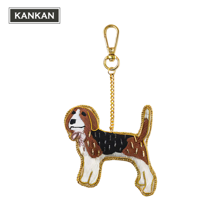 バッグチャーム 刺繍 ザリ刺繍 キーホルダー dog 全8種 インド 伝統