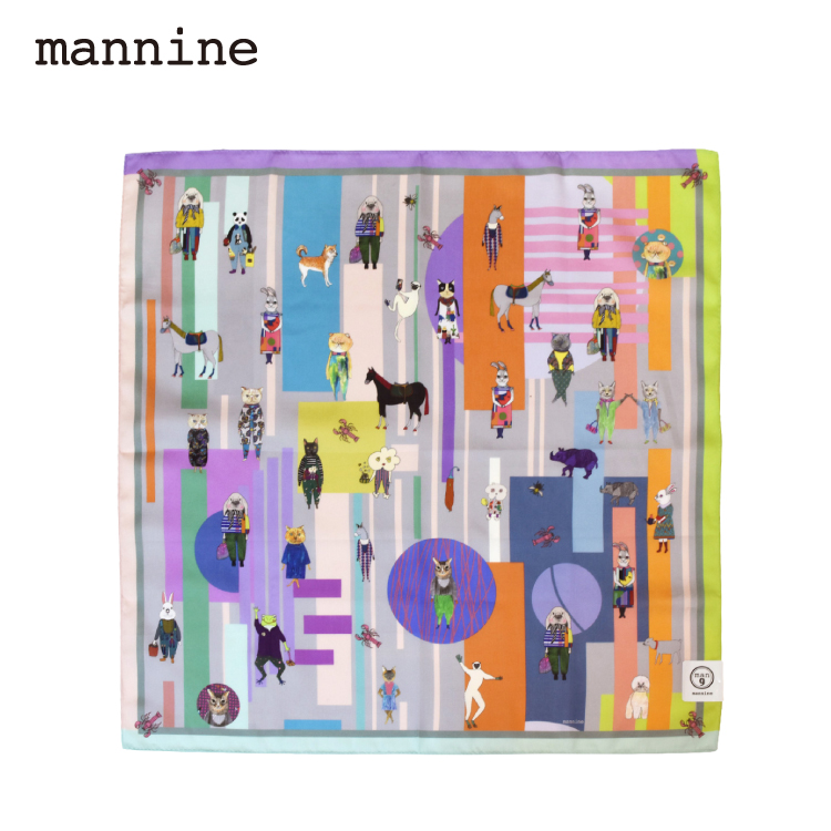マンナイン ハンカチ mannine コットンハンカチ 全2種 正方形 岸本万里