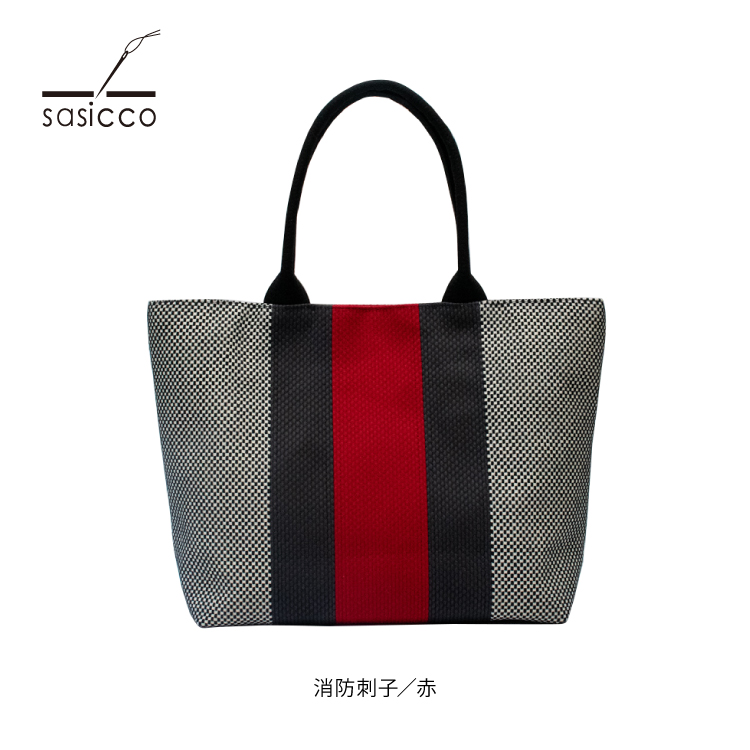 sasicco トートバッグ / レイトート 全2色 / 日本製 柔道着生地 縦28×横上41.5 横下30×マチ12cm 切替し 三河木綿 刺し子