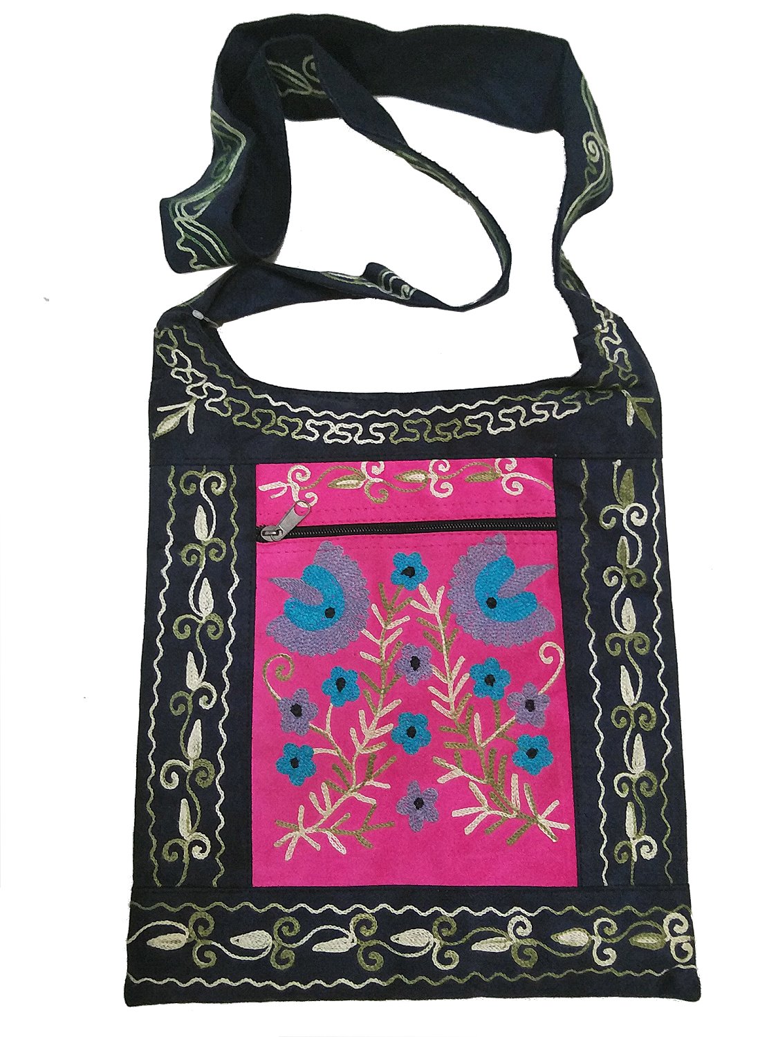 訳あり ネパール 花刺繍 ボタニカル柄 ショルダーバッグ アジアン エキゾチック ファッション エスニック 鞄 かばん バック /nepa-ba70-2｜hello-import｜02