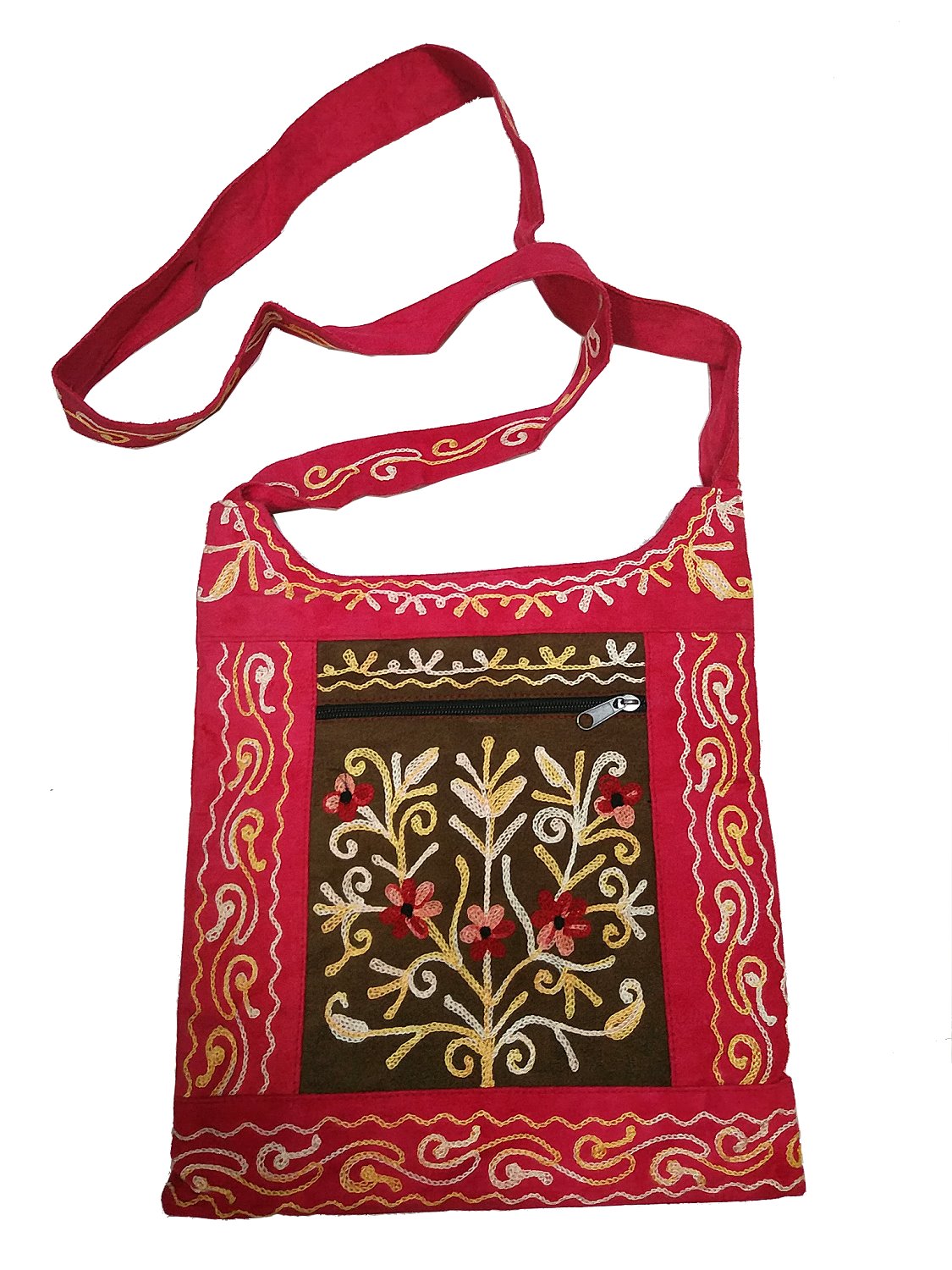 ネパール 花刺繍 ボタニカル柄 ショルダーバッグ アジアン エキゾチック ファッション エスニック 鞄 かばん バック /nepa-ba73｜hello-import｜02