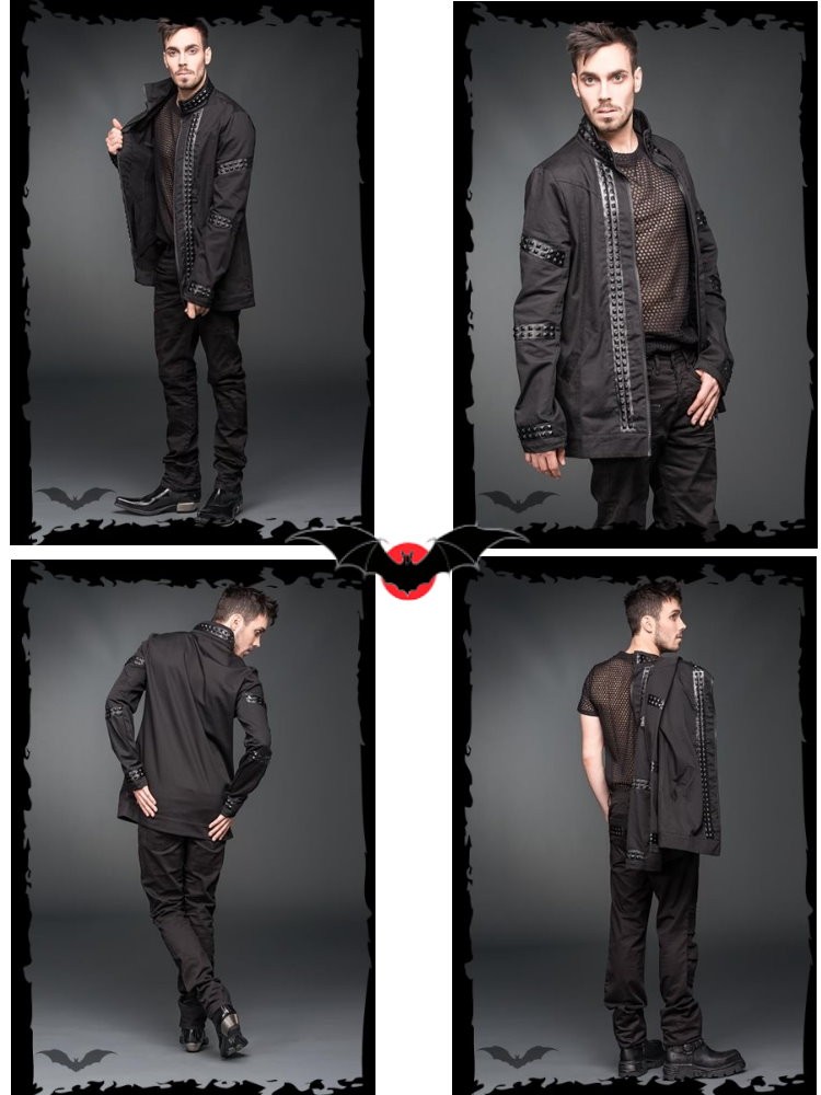 ゴシック メタル ファッション オーバージャケット 発泡プリント角鋲