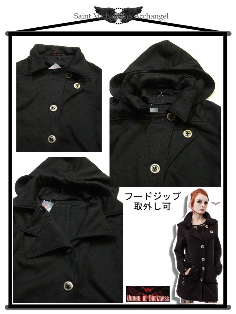 ゴシック パンク ファッション 服 レディース コート セミロング丈 裏起毛 再入荷x2 送料無料 /wot173