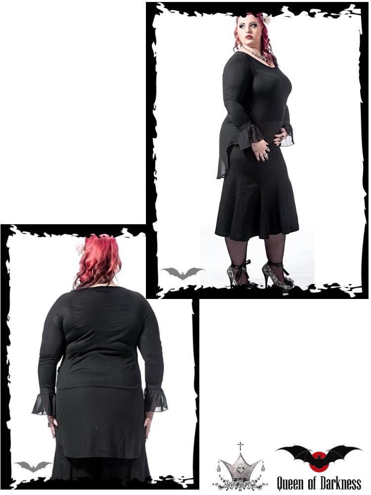 大きいサイズ ぽっちゃり ゴシック 服 フレアスリーブ カットソー 黒 /wot202 大きいサイズ ぽっちゃり ゴシック 服 フレアスリーブ