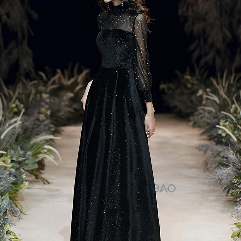 パーティードレス 結婚式 ベロアドレス ベロア素材 ベルベット ラメ