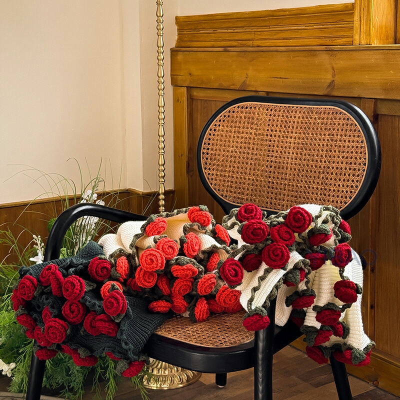 花束ブランケット 完成品 ブーケブランケット ニット 手編みフラワー