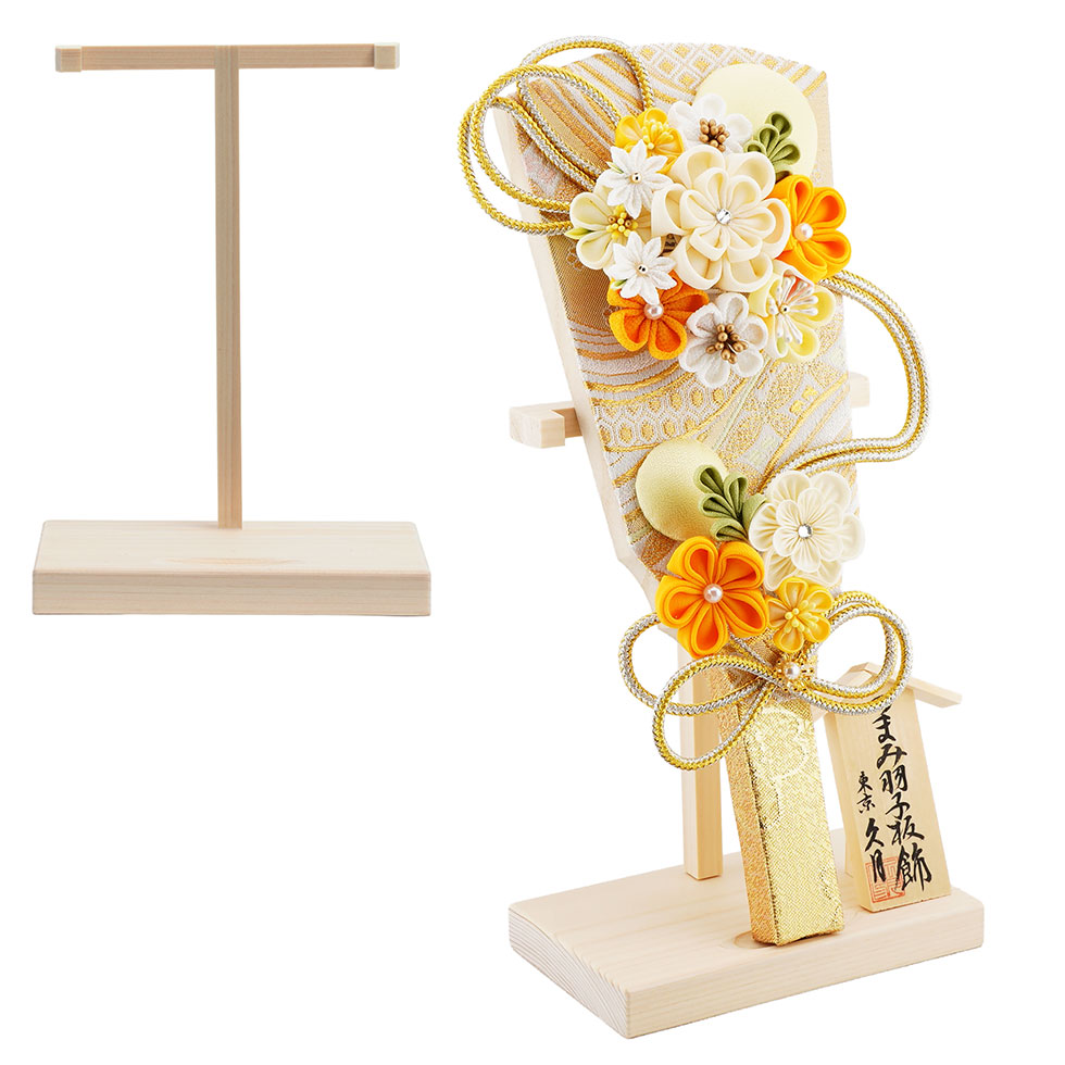 久月 【送料無料】久月作 9号 つまみ羽子板 板立飾り オレンジ 16410-2