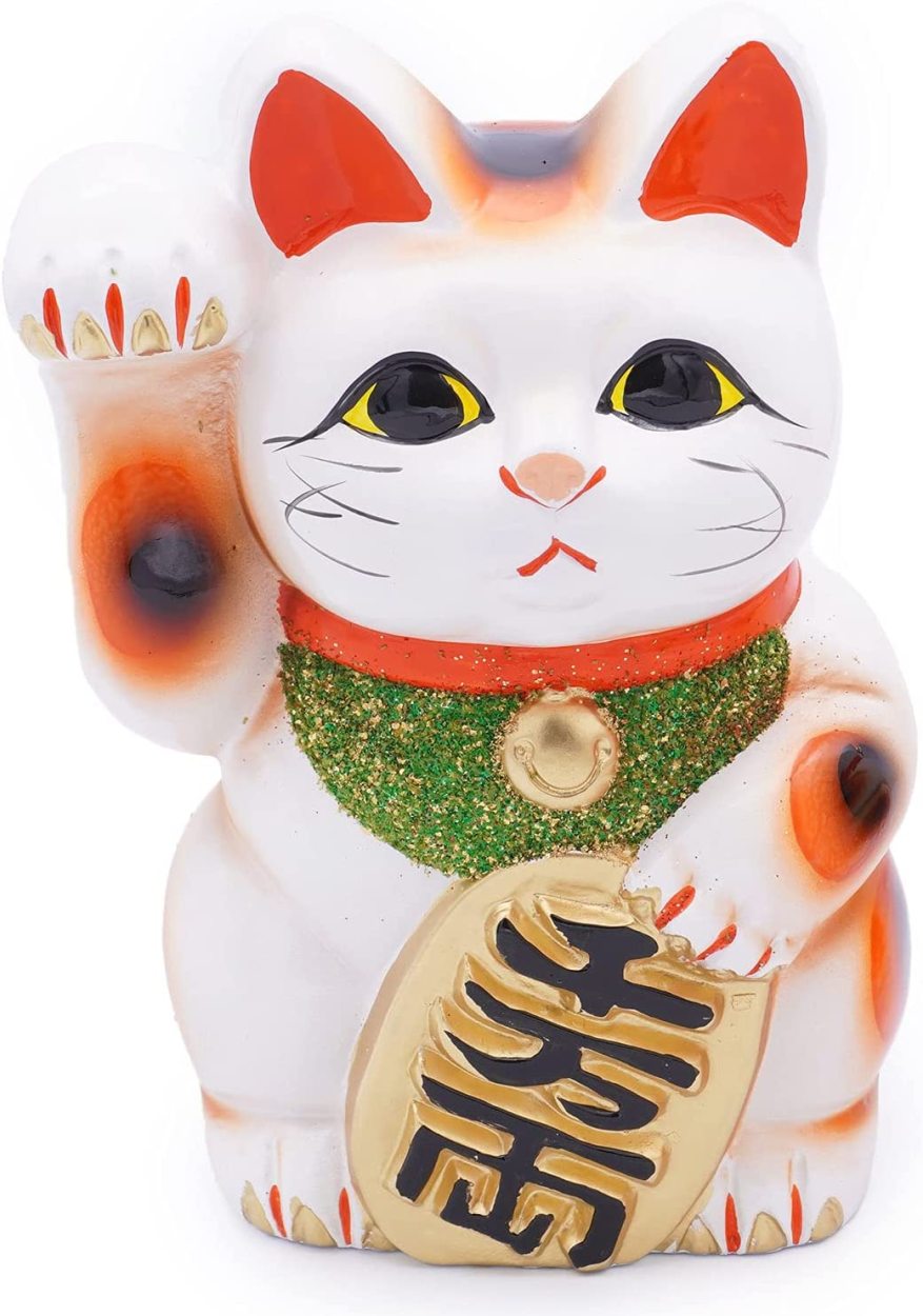 常滑焼 開運 小判付招き猫 5号 白　和雑貨/猫 ねこ/貯金箱/置物/日本製 |  | 01