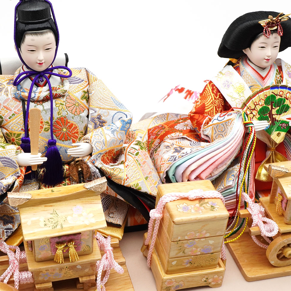 久月 久月作 おひなさま 親王飾り 六角アクリルケース入り 木目 x