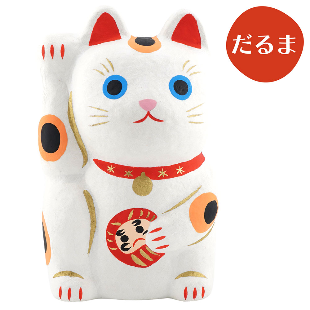 張り子 招き猫（大） 和雑貨/招き猫/ちりめん/民芸品/紙人形/一千乃